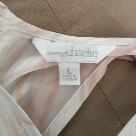 CHARMING CHARLIE SLEEVELESS DRESS L RED DYE TIE CROCHET LINING - Picture 2 of 6